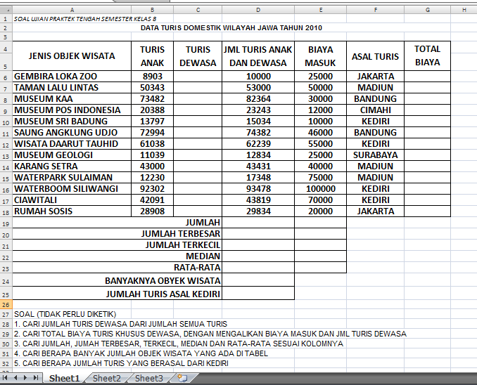 Soal Tentang Microsoft Excel - Kunci Ujian